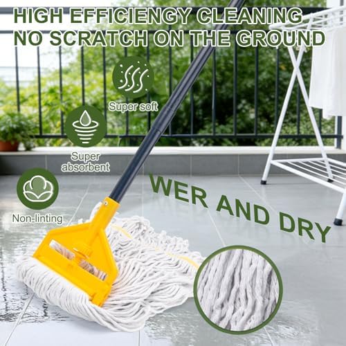 KeFanta Commercial Mop with 3 Extra Large Replacement Heads, 59Inch Handle - Image 4