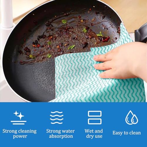 Disposable Cleaning Cloths, Absorbent Green Kitchen Towels, 50 Pack - Image 3