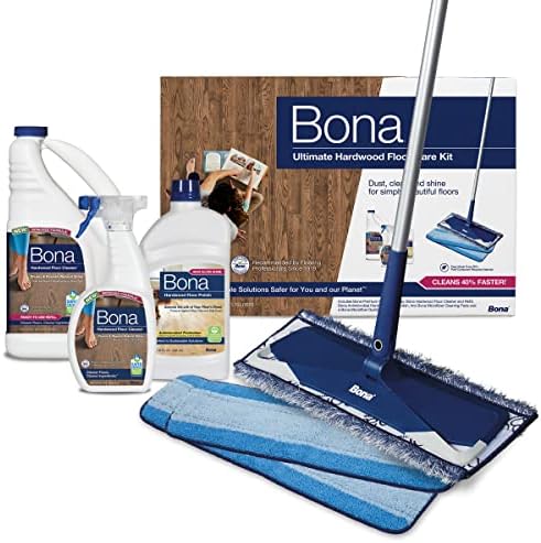 Bona Ultimate Hardwood Floor Care Kit – Pivoting Mop, Cleaning Solution & Refill by Bona