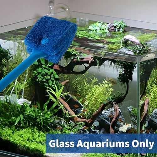 SLSON Aquarium Algae Scraper Double Sided Sponge Brush Cleaner Long Handle Fish - Image 2