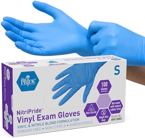 MED PRIDE Nitrile/Vinyl Blend Exam Gloves, Powder-Free by MEDPRIDE