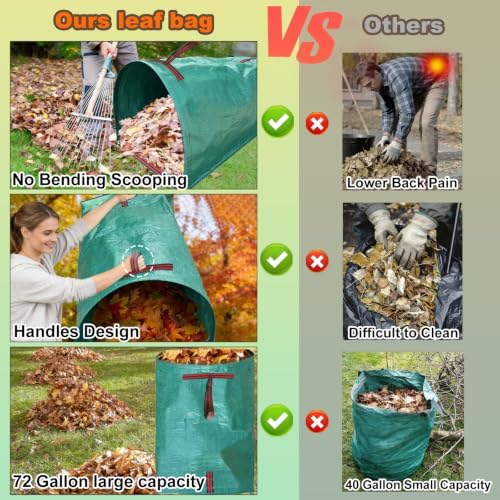 72 Gallon Leaf Collector, Reusable Leaf Bag, Dustpan-Type Yard Garden Bag - Image 5