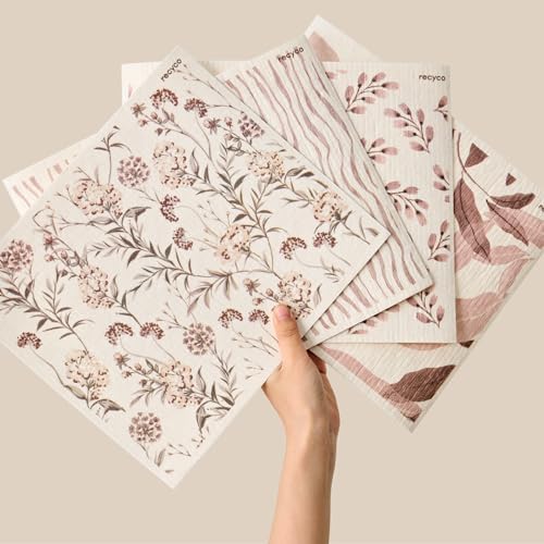 RECYCO Swedish Dishcloths for Kitchen | 4 Pack Oversized Washable Dish Rags | by RECYCOHOMECOLLECTION