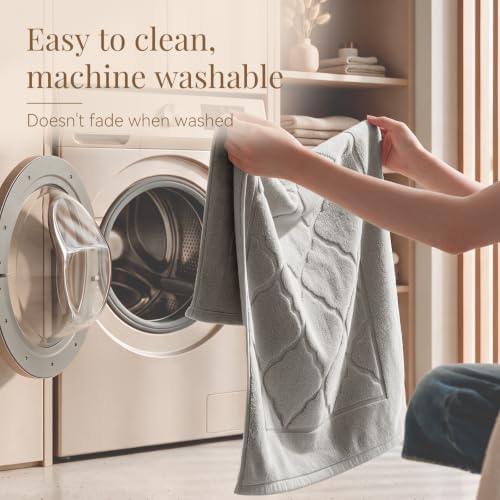 100% Cotton Bath Mat Towel, Soft & Absorbent Floor Towels 20"x32" Grey - Image 5