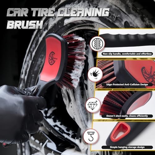 BMLEI Wheel & Tire Brush Set, 2 Pack Car Wheel Brush & Tire Cleaner Brushes - Image 5