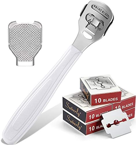 Callus Shaver Set, 50 Blades 1 Stainless Steel Shaver 1 Foot File by Zhehao