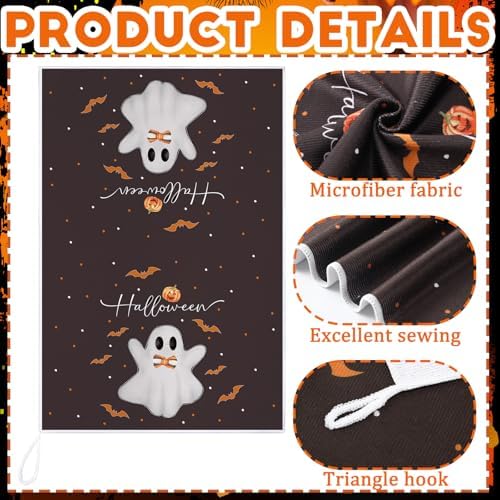 Bencailor 6 Pcs Halloween Kitchen Towels, Spooky Ghost Pumpkin Dish Towel - Image 5