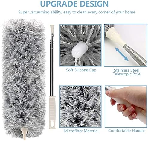 Duster with Extension Pole, 30-100 Inch & Bendable Microfiber Duster Head - Image 5