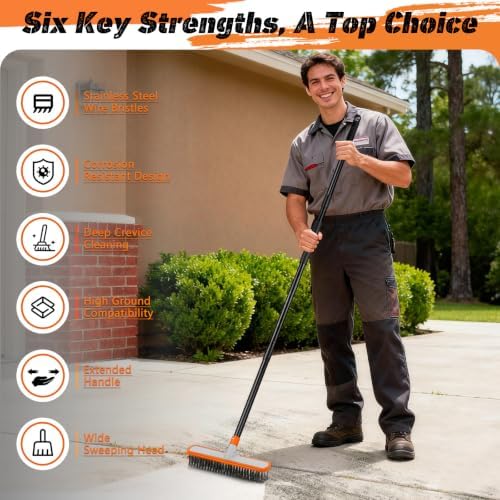 BUVE Stainless Steel Wire Broom Floor Deck Scrub Brush - Image 5