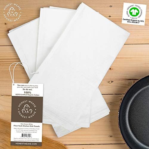 HONEST WEAVE GOTS Certified 100% Organic Flour Sack Cotton Kitchen Hand and - Image 6