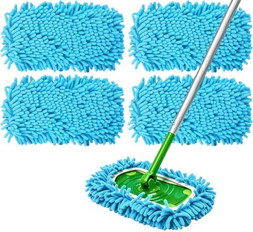 4PCS Blue Reusable Chenille Mop Pads by SureOBliss