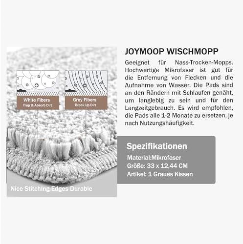 JOYMOOP 13" Microfiber Flat Mop Head Replacement Pad - Image 3