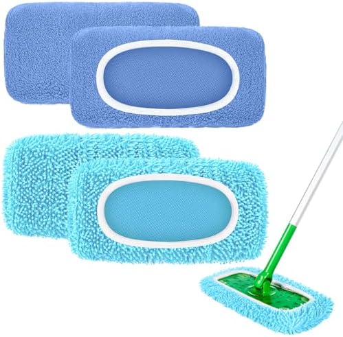 4 Pack Blue Reusable Mop Pads Fit by Nicemiya