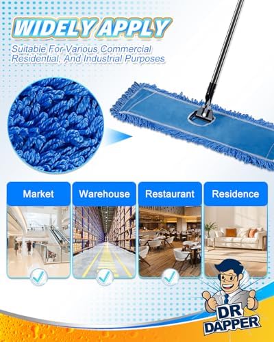 DR DAPPER 24 Inch Microfiber Dust Mop Head Medium Washable Commercial 4 PCS - Image 6