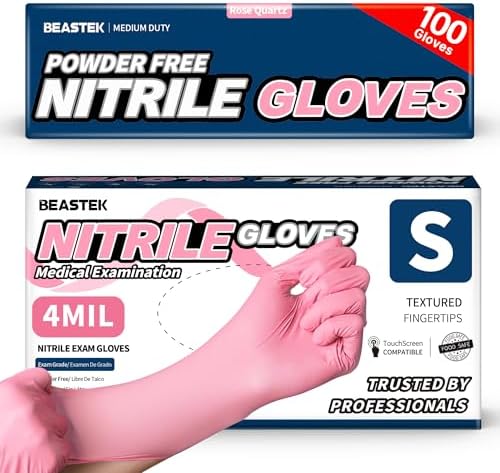 BEASTEK Medical Nitrile Exam Gloves Disposable Powder-Free, 4 Mil 100 Count by BEASTEK
