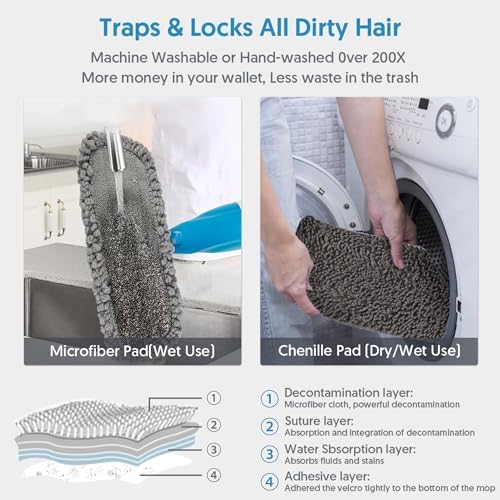 Hardwood Floor Mops for Floors Cleaning: Spray Mop Wet Dry Mops Refillable - Image 4