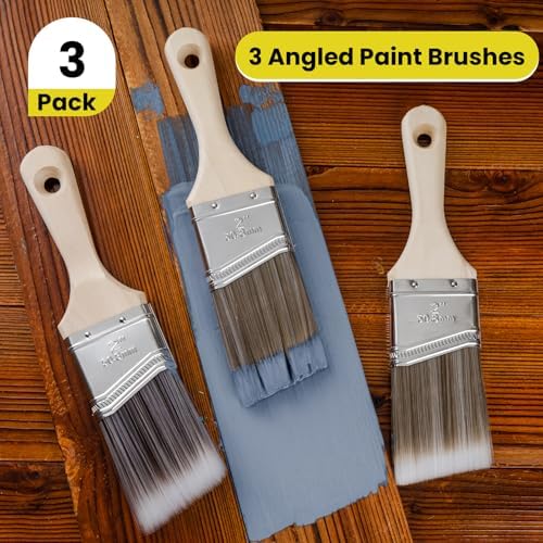 Mister Rui 3-Pack 2 Inch Angled Paint Brushes, Sash Brushes - Image 4