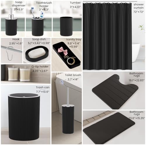 Black Bathroom Accessories Set Complete - Image 2