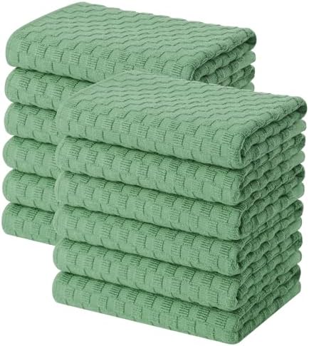 Homaxy 100% Cotton Terry Kitchen Towels, Grass Green by Homaxy