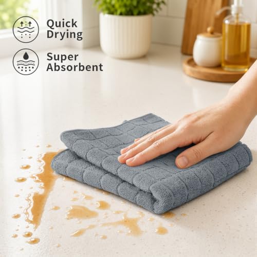 Kitinjoy Premium Cotton Check Kitchen Towels 8 Pack - Image 2