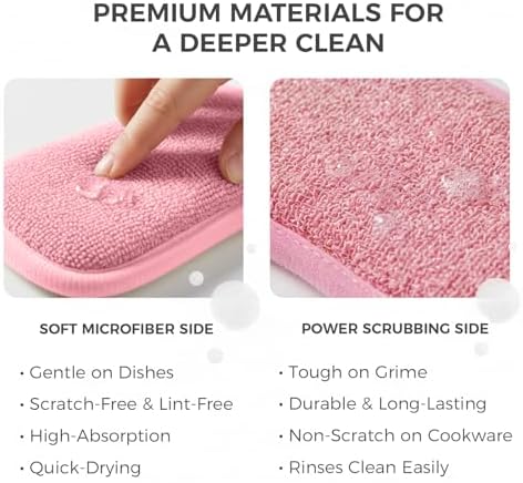 Dual Sided Kitchen Sponges and Scrubbers 10-Pack, Microfiber Non-Scratch - Image 3