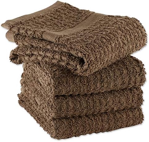 DII Basic Terry Collection Waffle Dishtowel Set, Solid Brown, 4 Piece - Image 2