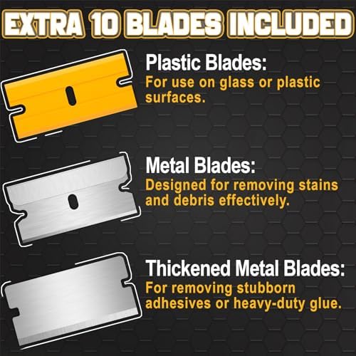 DIYSELF 12 Pack Razor Blade Scraper, Extendable Handle & 10 Extra Blades - Image 6