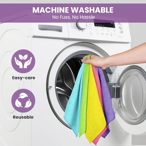 34 Pack Microfiber Cleaning Cloth, 6 Assorted Colors Cleaning Rags - Image 7
