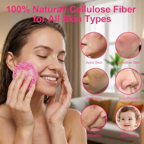 180 PCS Compressed Facial Sponges, Natural Eco Friendly Cellulose Face Sponges - Image 4