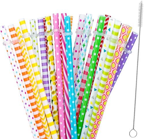 JANYUN 30Pcs Colorful Reusable Plastic Straws by JANYUN