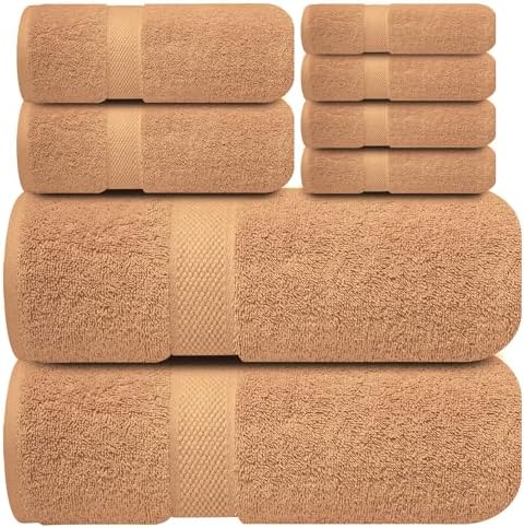 Infinitee Xclusives 100% Cotton Bath Towel Set – 8 Piece Bathroom Towel Set by InfiniteeXclusives