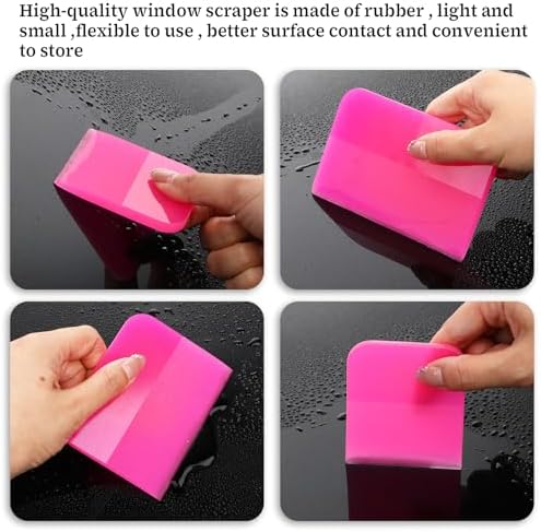 Trinkrittey 3 Pcs Pink Car TPU Rubber Squeegee, Anti-Scratch - Image 3