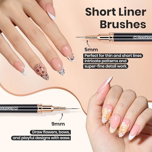 Beetles Liner Brushes for Nails 5pcs, Metallic Nail Art Brushes Black - Image 3
