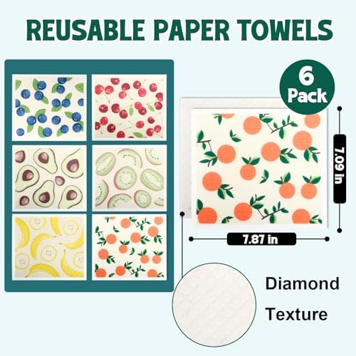 Swedish Dishcloths for Kitchen, 6 Pack Swedish Dish Cloths, Reusable Paper - Image 2