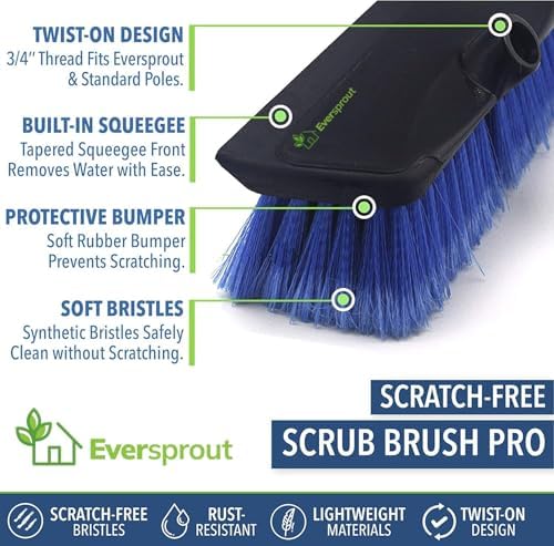 EVERSPROUT Scrub Brush, 1.5 to 3ft Pole, Rubber Bumper, No-Scratch - Image 5