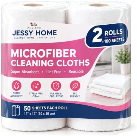 Jessy Home 2 Roll Reusable Paper Towels, 100 Sheets Tear Away Microfiber by JessyHome