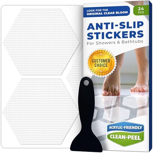 Clear Bloom Anti-Slip Shower Stickers, Non-Slip Bathtub Floor Grip, 24 Pack by ClearBloom