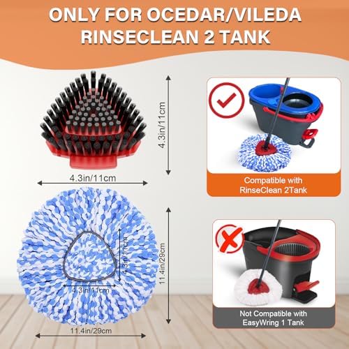 5 Pack Spin Mop Replacement for O Cedar RinseClean System-4 Heads +1 Brush - Image 2
