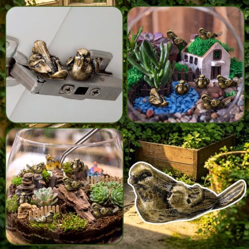 50 Pcs Mini Sparrow Figurines Miniature Brass Color Bird Statue - Image 5