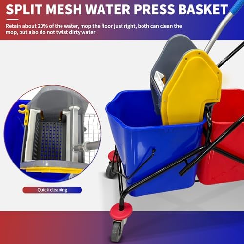 Commercial Double Bucket Mop Cart - Image 6