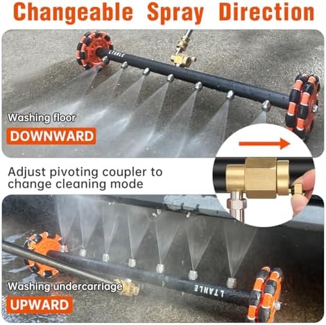 2-in-1 Can Move Horizontally Pressure Washer Undercarriage Cleaner Water - Image 5