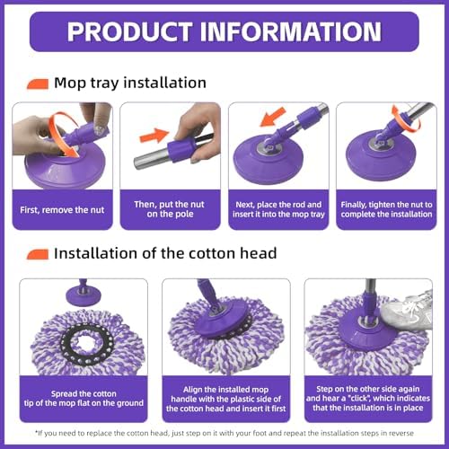 Spin Mop Replacement Handle 360 Degree Spin Mop Pole Handle Replacement - Image 3