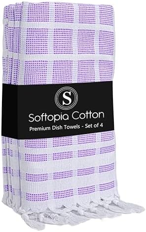 Matrix Dobby Kitchen Towels 4 Pack, 16x26 Inches, 100% Cotton, Absorbent by SoftopiaCotton