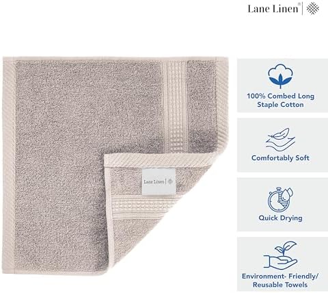 LANE LINEN Bath Washcloths 100% Cotton 12 Pack Soft Absorbent - Image 6