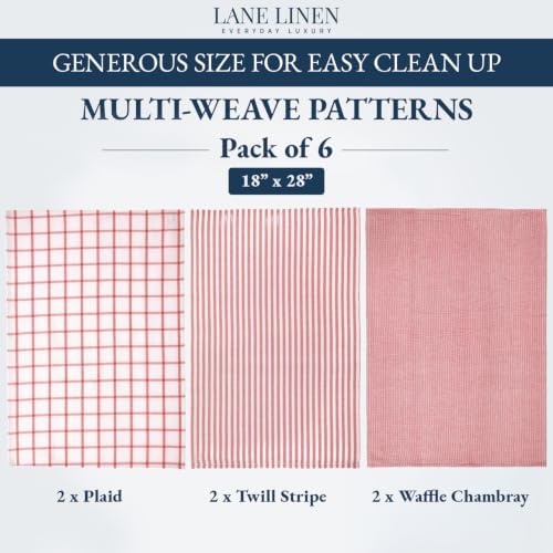 LANE LINEN Kitchen Dish Towels 100% Cotton Soft & Absorbent 6 Pack - Image 2