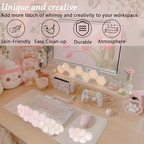 Gel Cloud Wrist Rest for Keyboard and Mouse Gradient Light Pink Clear Keyboard - Image 4