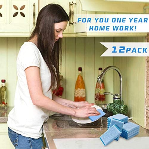 Nylon Cleaning Scrub Pad 12 Pack, Long-Lasting and Reusable Dishwashing Sponge - Image 6