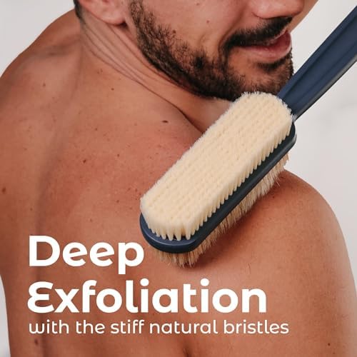 MainBasics Shower Brush Back Scrubber, Dual Sided Body Brush, Long Handle - Image 6