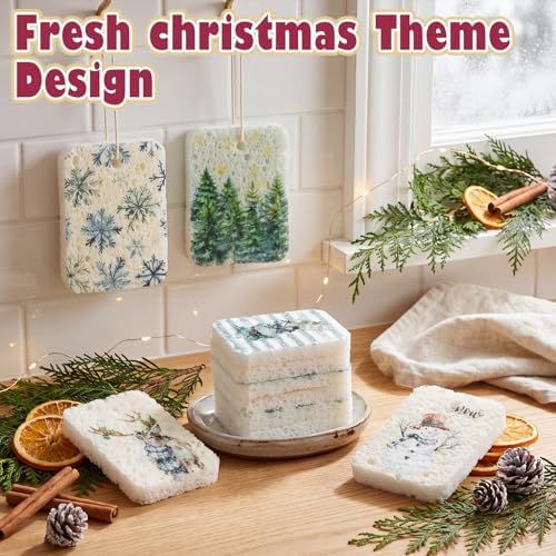 Hahafelt 36 Counts Vintage Christmas Compressed Cellulose Sponges Bulk - Image 3