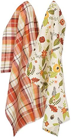 DII Fall Basics Kitchen Dishtowel Collection Printed & Plaid Fall Dish Towel Set by DII